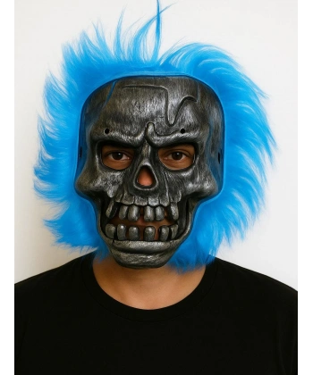 Cadılar Bayramı Lacivert Saçlı Maske