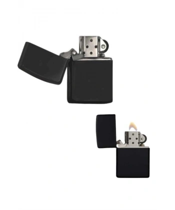 Çakmak Parlak Siyah Benzinli Çakmak Cep Boy Doldurulabilir