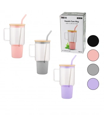 CAM 1LT MATARA SULUK BAMBU KAPAK SIZDIRMAZ SİLİKONLU ÇELİK PİPET KORUYUCU SİLİKON ALTLIK VE KILIF