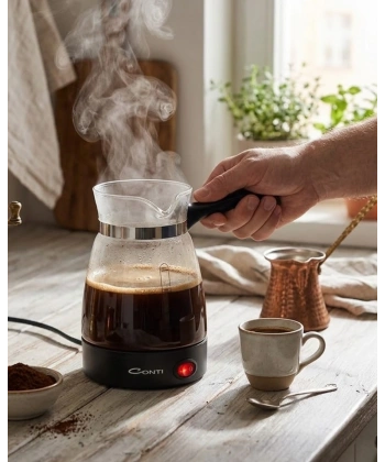 Cam Cezve Kahve Makinesi 650W Elektrikli 5 Fincan Kapasiteli Türk Kahvesi Makinesi