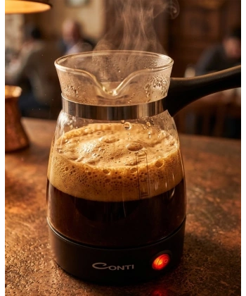 Cam Cezveli Türk Kahvesi Makinesi 650W 5 Fincan Kapasiteli Elektrikli Kahve Makinesi