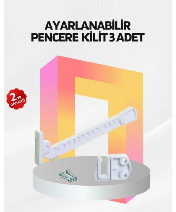 Cam Pencere Güvenlik Kilidi Açılma Sınırlayıcı Aparat 3 Adet
