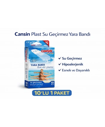 Cansın Plast Su Geçirmez Yara Bandı 10lu 1 Paket Waterproof First Aid Plaster