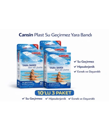 Cansın Plast Su Geçirmez Yara Bandı 10lu 3 Paket Waterproof First Aid Plaster