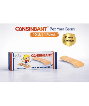 Cansinbant Bez Yarabandı 10 lu 1 Paket 1,9 x 7,2 cm Fabric First Aid Plaster