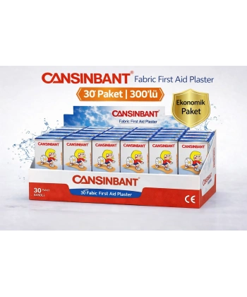 Cansinbant Bez Yarabandı 10 lu 30 Paket 1,9 x 7,2 cm Fabric First Aid Plaster