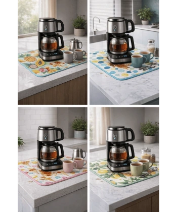Çay Matı Çay Makinesi % 100 Mikrofiber Altlığı Su Emici Tezgah Koruyucu Kurulama Matı