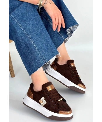 Ceans Kahverengi Süet Bağcıklı Spor Ayakkabı