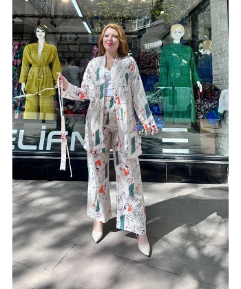 Ceketli baskılı takım