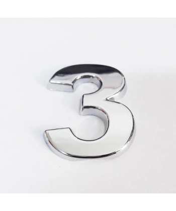 Cemax 3 Rakamı 3,75 cm Krom Yapışkanlı