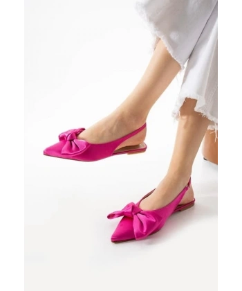 Cenya Fuşya Saten Babet Ayakkabı