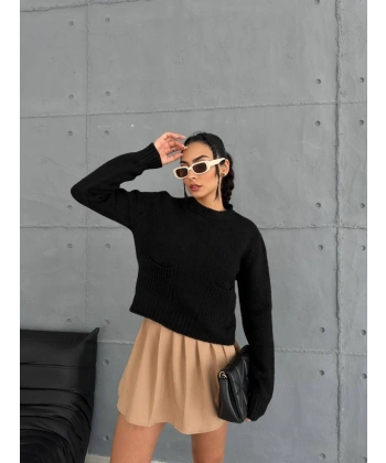 Cepli triko kazak siyah