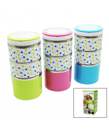 ÇİÇEKLİ 3LÜ SEFER TASI - SAKLAMA KABI RENKLİ 1.26LT