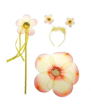 Çiçekli Kanat Seti 3 Parça - Sarı