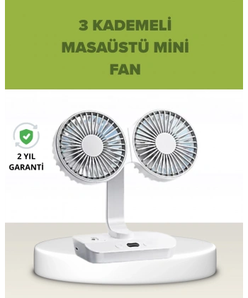 Çift Kafalı Masaüstü ve Duvar Tipi Sessiz USB Şarjlı Fan