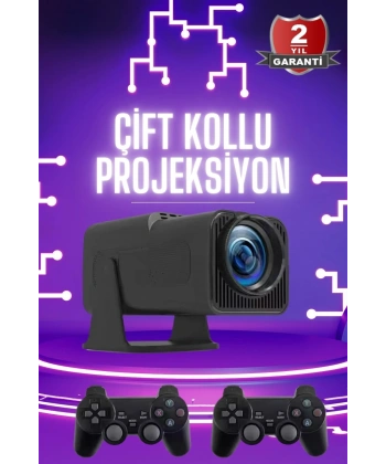 Çift Kollu Projeksiyon Taşınabilir Game Projektör Full Hd 1080P 4k Projeksiyon Gamepad