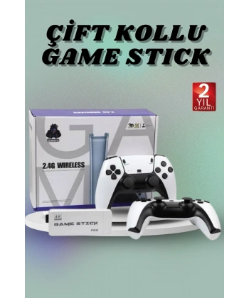 Çift Oyun Kollu 4K HD Ekran Nostaljik 20.000 Oyunlu Beyaz Game Stick
