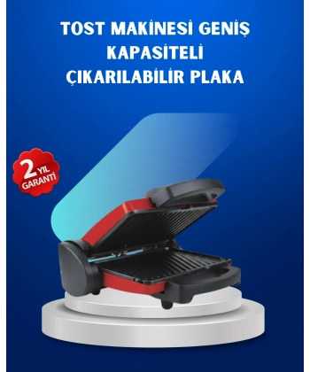 Çıkarılabilir Plakalı 2000W Tost Makinesi – Termostatlı, Kolay Temizlenir