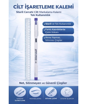 Cilt İşaretleme Kalemi Steril Cerrahi Marker Kalem 1 ADET