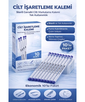 Cilt İşaretleme Kalemi Steril Cerrahi Marker Kalem 10 ADET