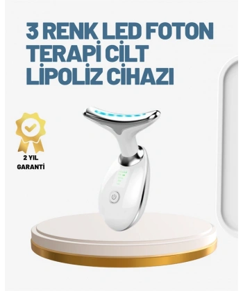 Cilt Yenileyici Şarjlı Güzellik Aleti – Pozitif/Negatif İyon, Titreşimli Masaj ve Kırmızı-Mavi-Yeşil Işıkla