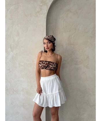 Çingene keten etek beyaz s24808