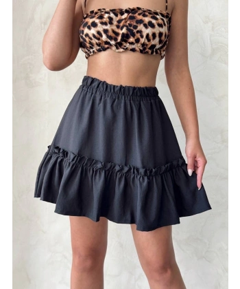 Çingene keten etek siyah s24808