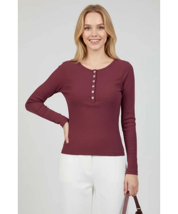 Çıtçıt Detaylı Bluz Mürdüm T4343