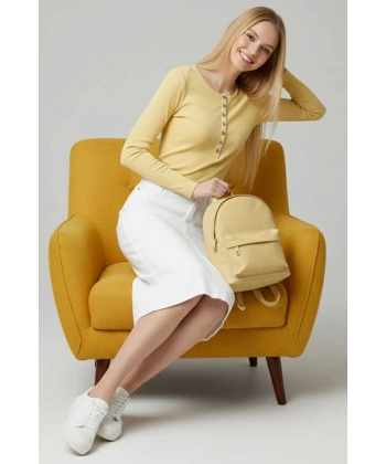 Çıtçıt Detaylı Bluz Sarı T4343