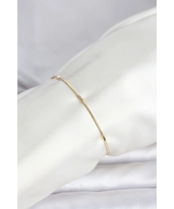 CM 14K Gold Renk Barlı Yılan Zincir Model Kadın Bileklik