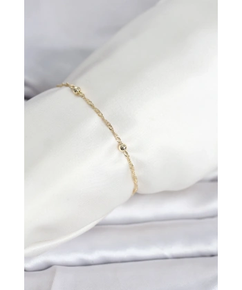 CM 14K Gold Renk Burgu Topçuk Model Kadın Bileklik