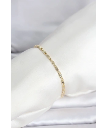 CM 14K Gold Renk Burgu Zincirli Model Kadın Bileklik