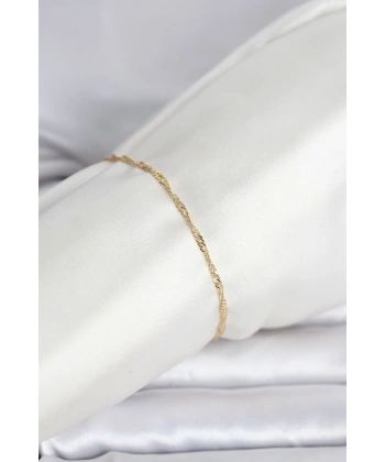 CM 14K Gold Renk Ezme Burgu Zincir Model Kadın Bileklik