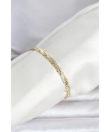 CM 14K Gold Renk Ezme Sarmal Zincir Model Kadın Bileklik