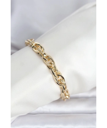 CM 14K Gold Renk Kalın Burgu Zincirli Model Kadın Bileklik