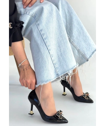 Coby Siyah Rugan Topuklu Ayakkabı