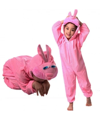 Çocuk Tavşan Kostümü Pembe Renk 6-7 Yaş 120 cm