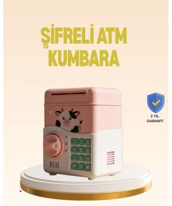 Çocuklar İçin Pembe ATM Görünümlü Elektronik Kumbara