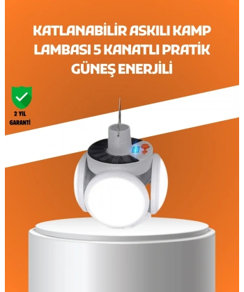 Çok Amaçlı Katlanabilir Güneş Enerjili Kamp Lambası – Masa Üstü ve Asılabilir Kullanım