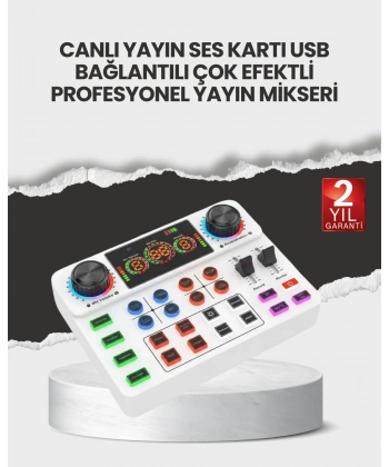 Çok Efektli Canlı Yayın Ses Mikseri USB ve Kablosuz Uyumlu