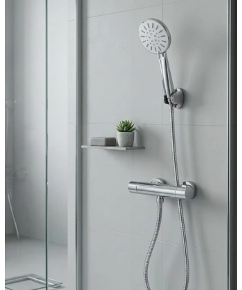 Çok Fonksiyonlu 4 Modlu El Duşu Başlığı Krem Duş Seti Spiral Hortumlu