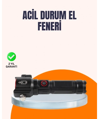 Çok Fonksiyonlu Acil Durum Feneri Yan Işıklı Çekiçli