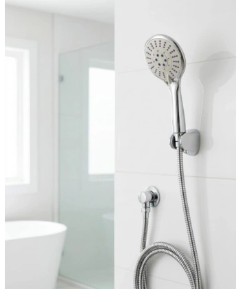 Çok Fonksiyonlu El Duşu Seti Kireç Önleyici Duş Başlığı Spiral Hortum Mafsallı Askı