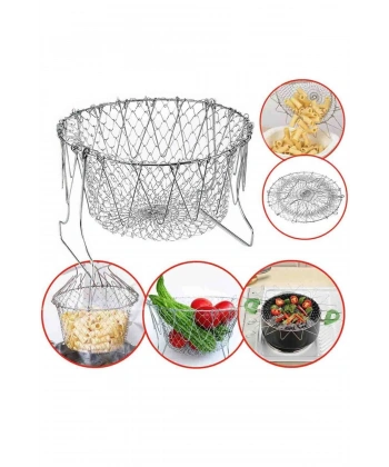 Çok Fonksiyonlu Pratik Süzgeç Katlanır - Kızartma Haşlama Aparatı -Chef Basket