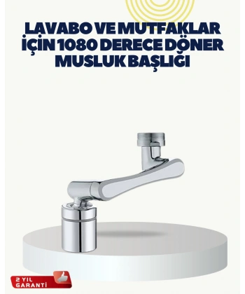 Çok Yönlü Dönebilen Musluk Başlığı 2 Fonksiyonlu Su Akışı