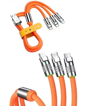 Çoklu Şarj Kablosu USB Type-C İOS Uyumlu 120W Hızlı Şarj Kablosu