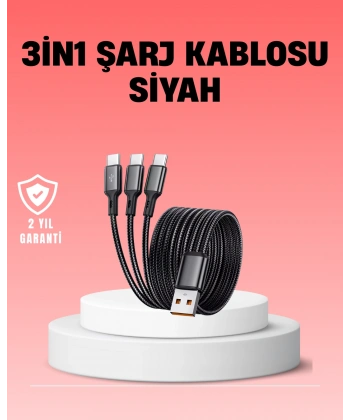 Çoklu USB Şarj Kablosu – 1,2m Hızlı Şarj, 3A Güçlü Akım