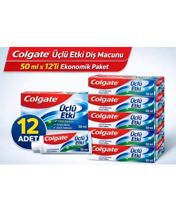Colgate Üçlü Etki Diş Macunu 50 ml Çürük Koruma & Ferah Nefes 12 ADET