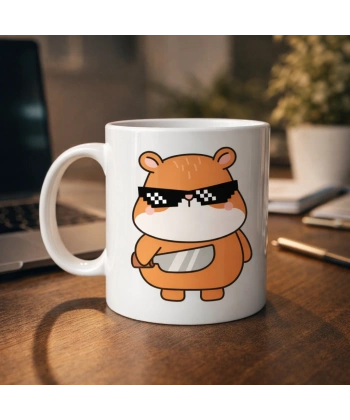 Cool Hamster Tasarımlı Porselen Kupa MODEL 81 – Eğlenceli, Karizmatik ve Enerji Dolu Kahve Kupası