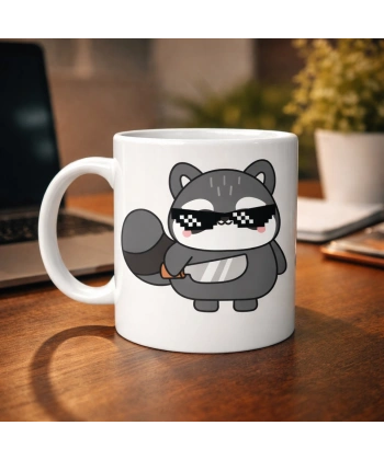 Cool Rakun Tasarımlı Porselen Kupa MODEL 82 – Eğlenceli, Karizmatik ve Dikkat Çekici Kahve Kupası